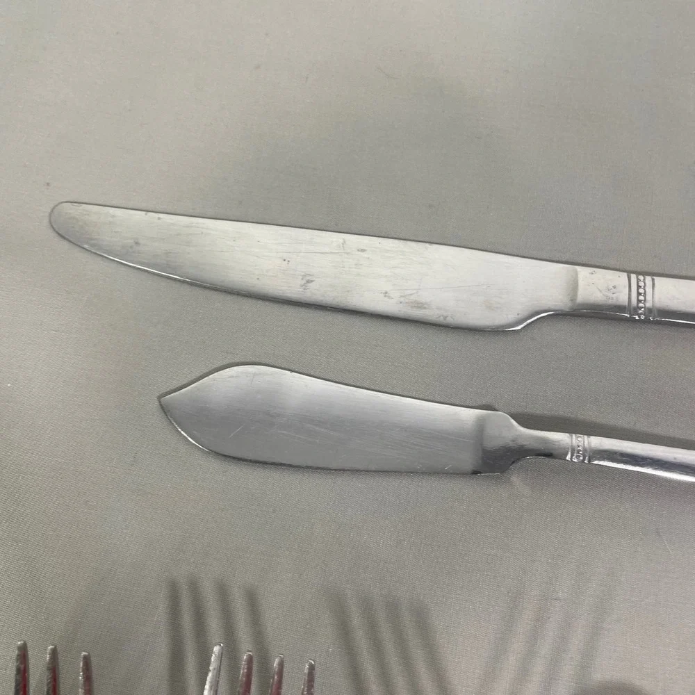 Lot of 7 International Silver Kensington Stainless Forks Tablespoon Knives Spoon